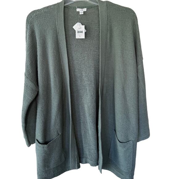 NEW! J. Jill Size XL Moss Green Long open cardigan - Picture 1 of 9